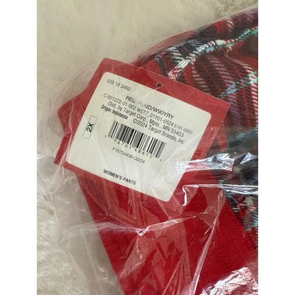 Wondershop Women's 2X NEW Red Tartan Plaid Cotton Pajama Pants Holiday - Picture 2 of 2